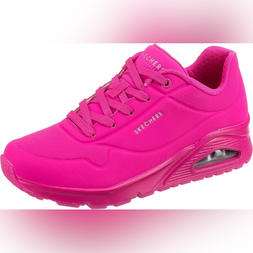 Skechers Million Air Lace-Up Wedge Sneakers Elevat-Air Hot Pink 7 Wide fit